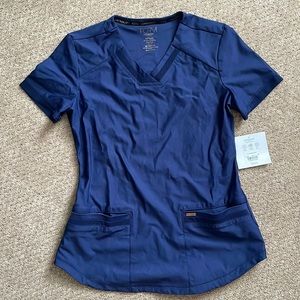 Cherokee stretchy navy blue scrub top - size XS new with tags
